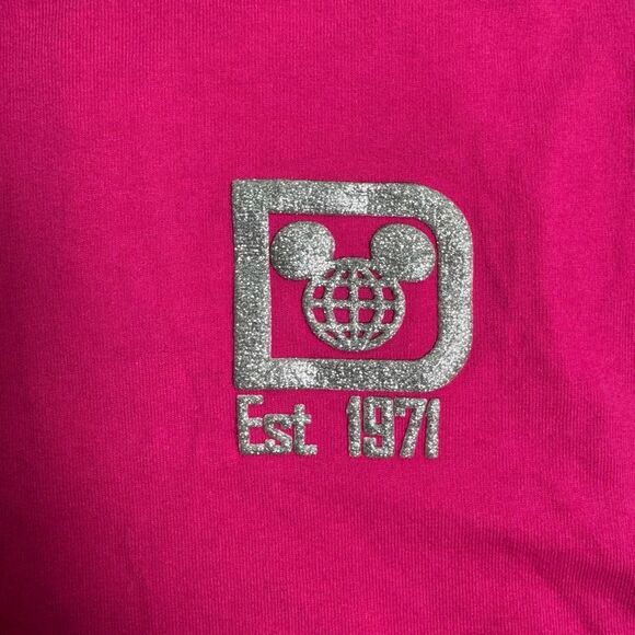Disney Parks Spirit Jersey Long Sleeve Hot Pink Silver Sparkles Women’s Size M - Picture 5 of 11